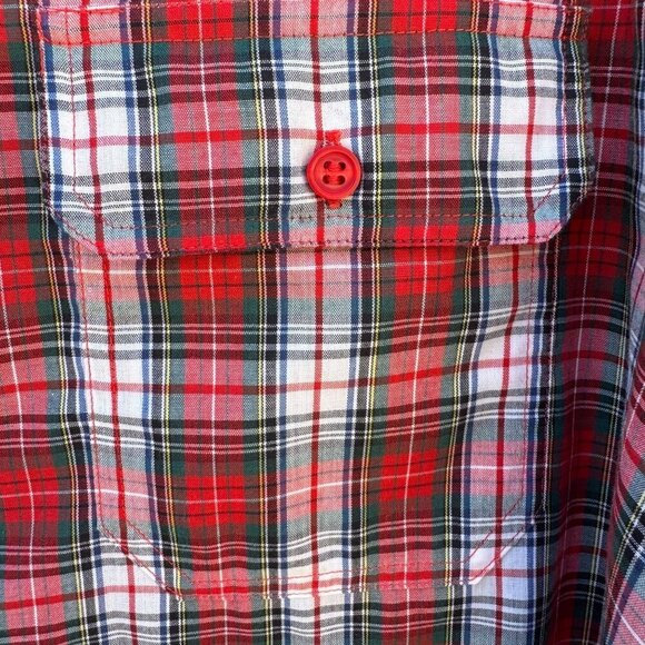 The Fox Collection Womens Red Plaid Button-Up Long Sleeve Cotton Blend Shirt 16 - Picture 4 of 8